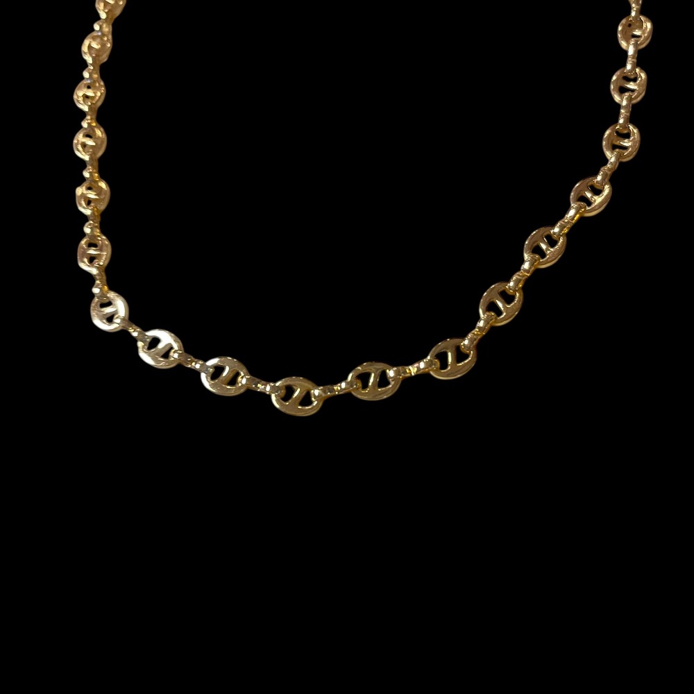 Gold Tone Link Chain Necklace Adjustable Clasp 16" Extender clasp - Picture 5 of 7